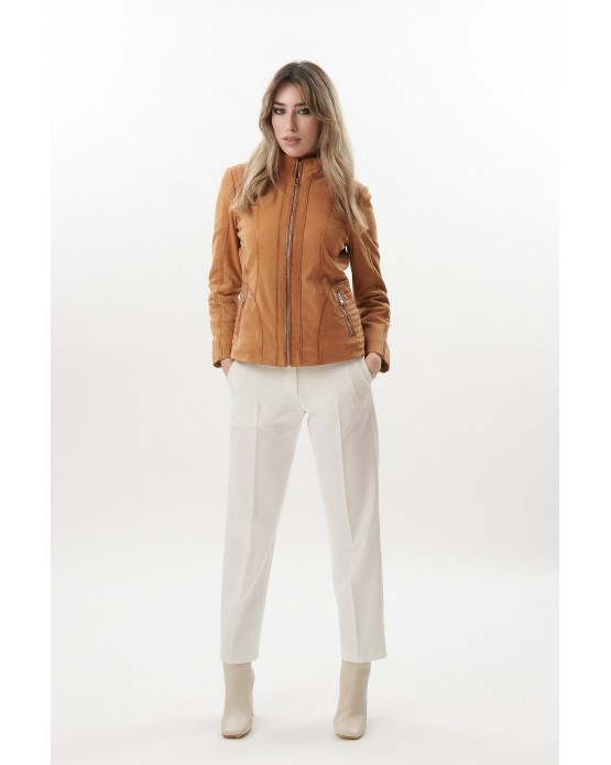 GP-1524 Γυναικείο Δερμάτινο Μπουφάν CAMEL