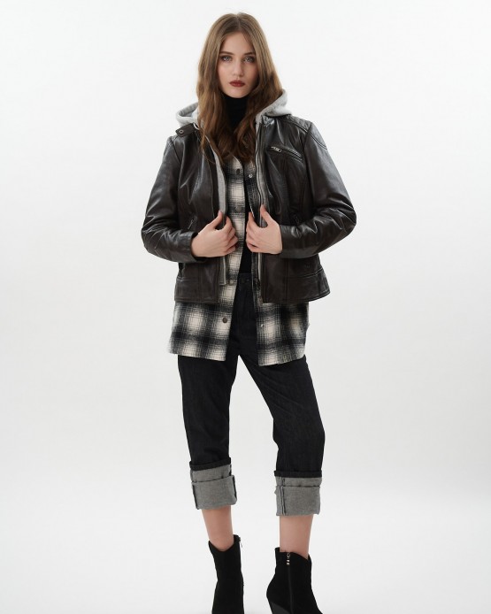 GP-1553 Womens Leather Jacket Brown