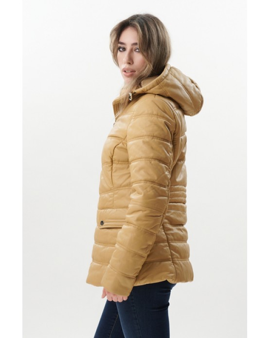 GP-6065 Γυναικείο Δερμάτινο Μπουφάν OFF WHITE