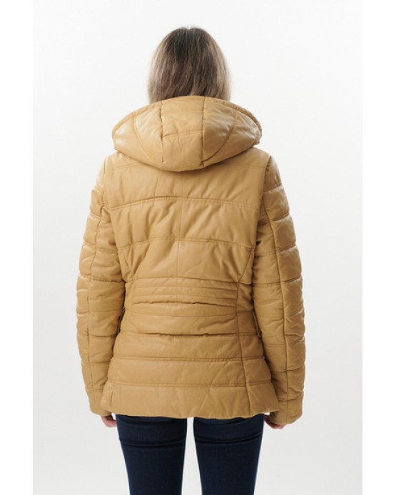 GP-6065 Γυναικείο Δερμάτινο Μπουφάν OFF WHITE