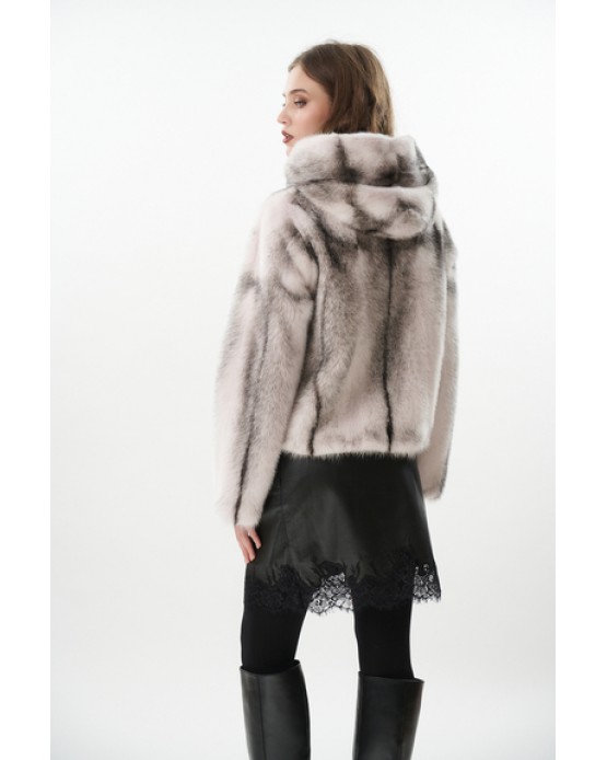 THIRA Γυναικεία VISON Ζακέτα WHITE/BLACK