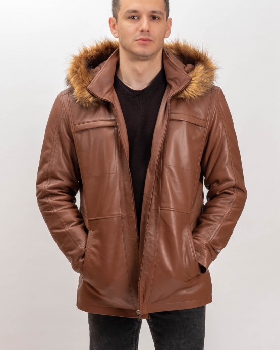 7079 Mens Real Leather Jacket Tan