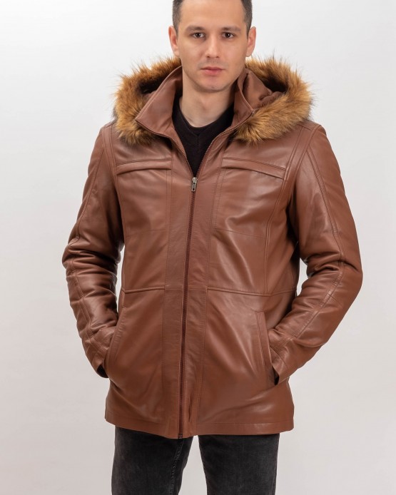 7079 Mens Real Leather Jacket Tan