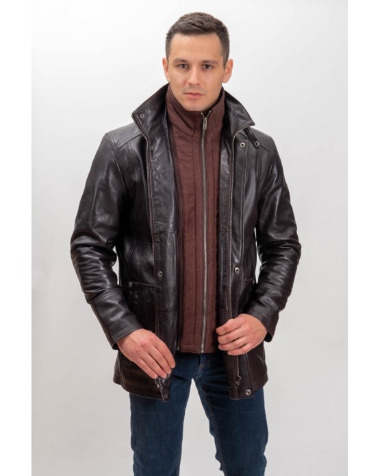 7415 Man's Real Leather Jacket Brown