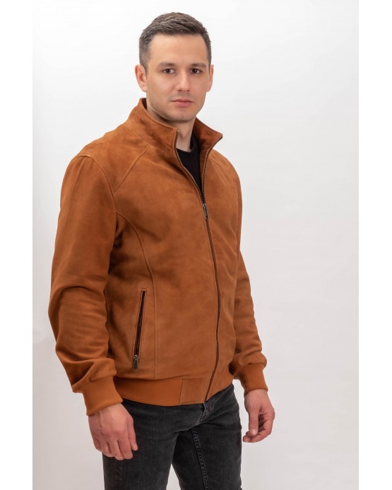 8705 Man's Real Suede Leather Jacket Whisky