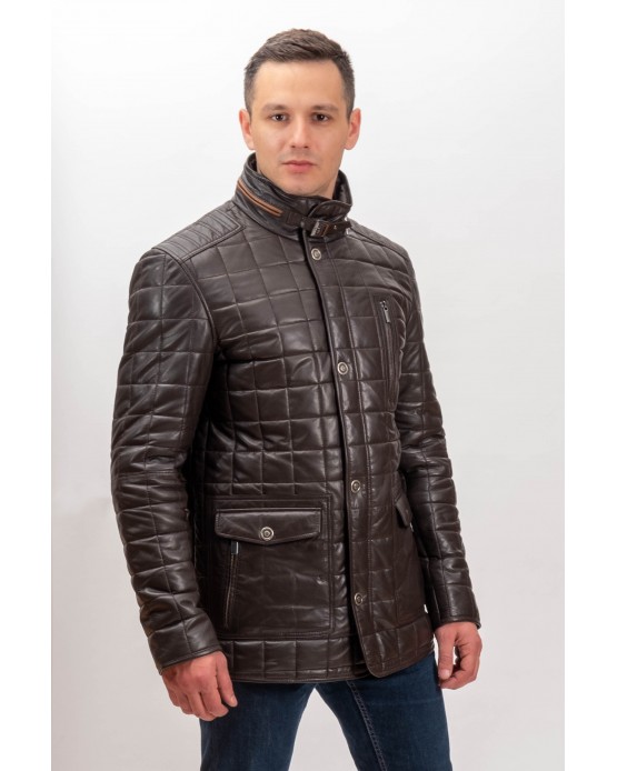 9537 Man's Real  Leather Jacket Brown