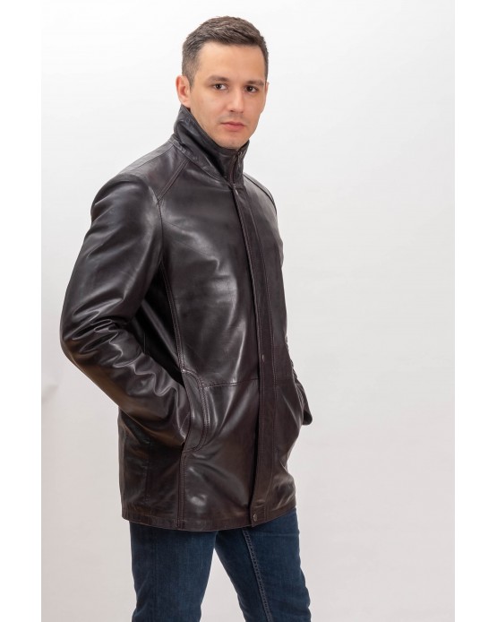 9550 Man's Real  Leather Jacket Brown