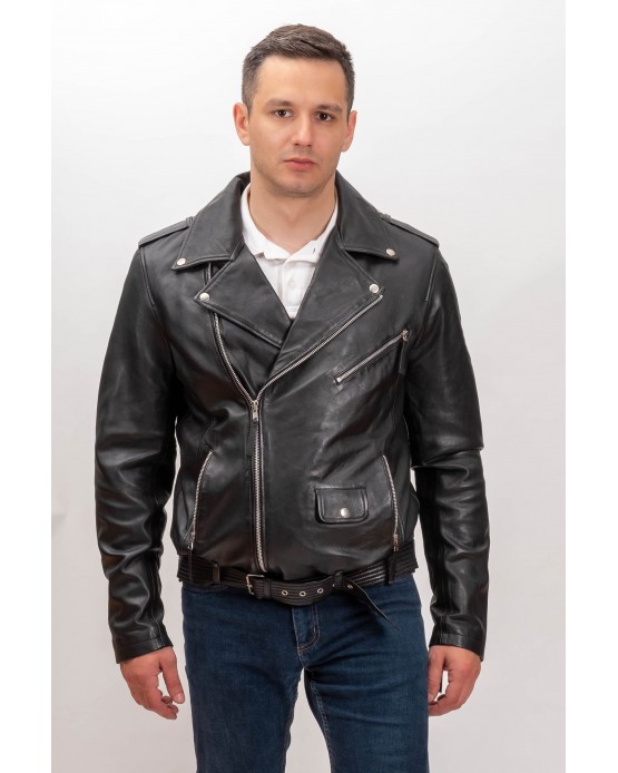 M-9059 Men's Leather Jacket Black