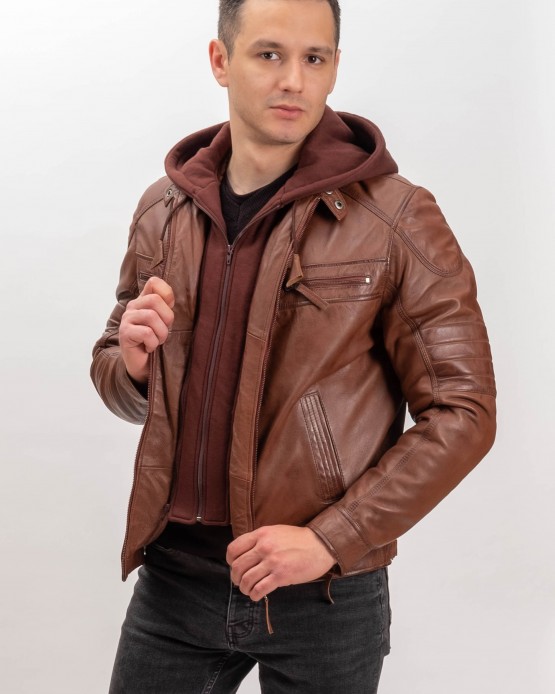 M-MP013 Men's Real Leather Jacket COGNAC