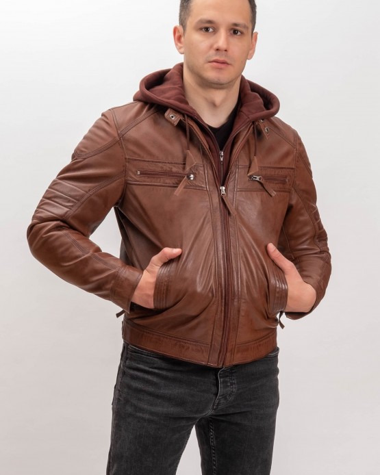 M-MP013 Men's Real Leather Jacket COGNAC