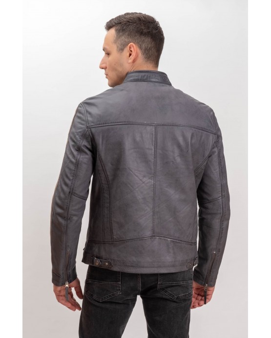 M-MP016 Αντρικό Δερμάτινο Μπουφάν  NEW GREY