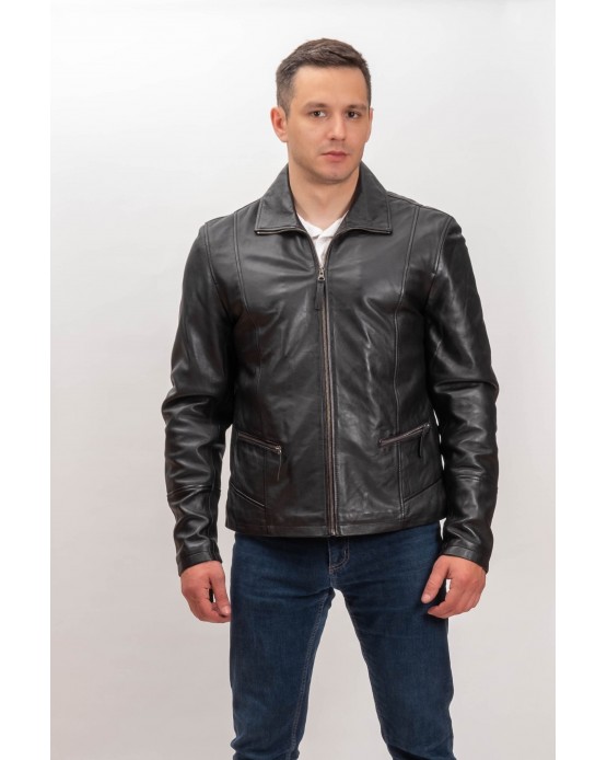 M-MP028 Men's Real Leather Jacket Black