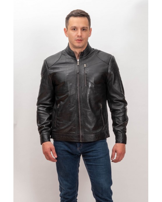 M-MP035 Men's Real Leather Jacket Black