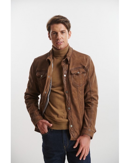 GP1116 Αντρικό Δερμάτινο Πουκάμισο Morocco Brown
