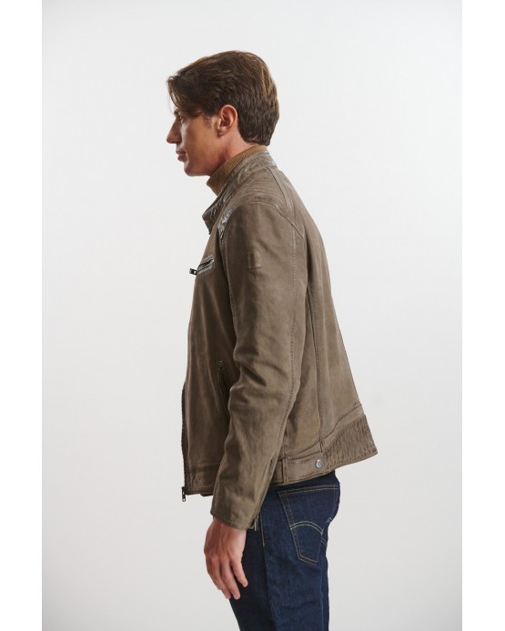 GP1127 Αντρικό Δερμάτινο Μπουφάν Nobuck Grey