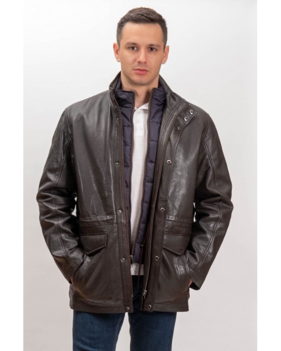 M8787 Man's Real Leather Jacket Brown