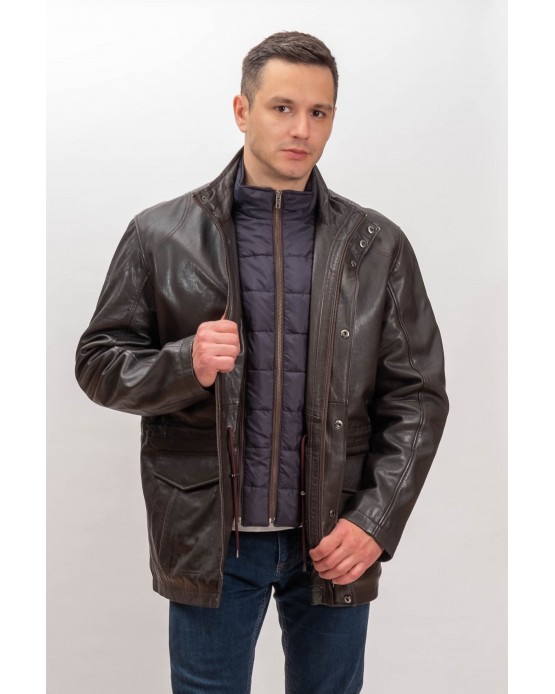 M8787 Man's Real Leather Jacket Brown