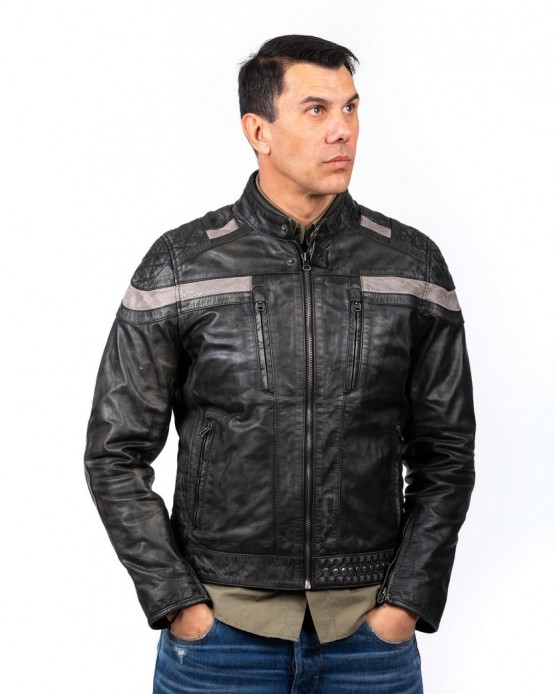AIM119 Man's Real Leather Jacket Black