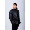 GNP09 Man's Real Leather Quilted Blazer Black