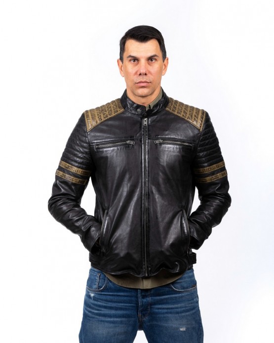 GNP87 Man's Real Leather Jacket Black