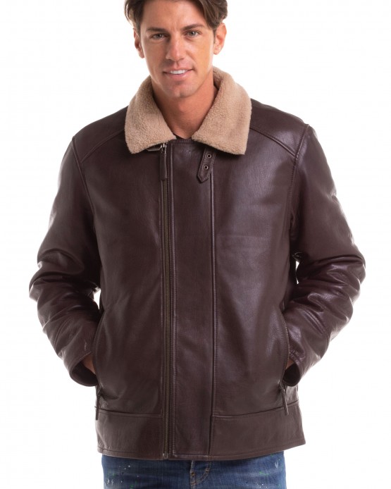 M8775 Man's Real Leather Jacket Brown