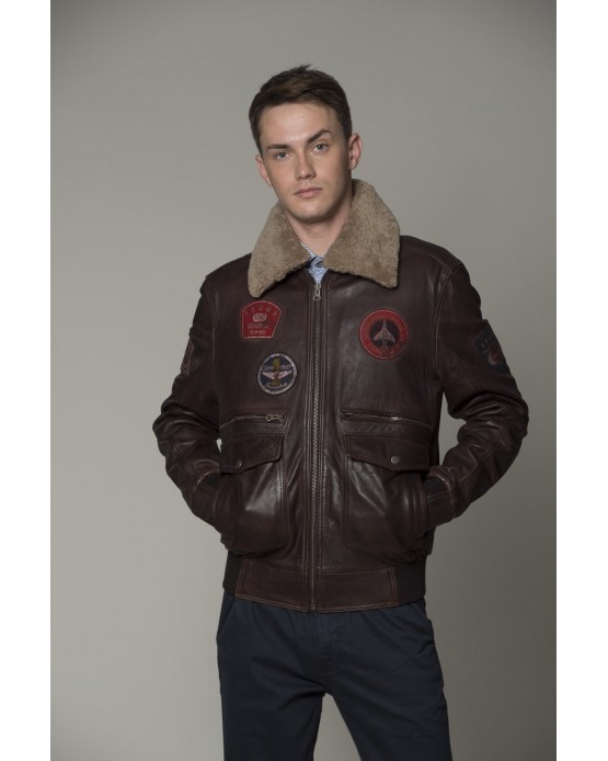 Ohio Man's Real Leather Bomber  Brown