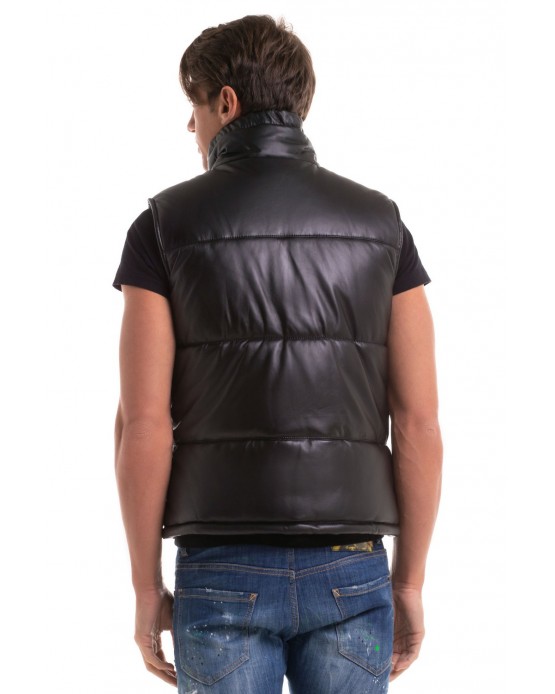 Vest Men Αντρικό Δερμάτινο Γιλέκο Μαύρο