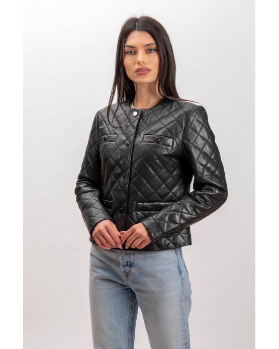 148149 Womens Leather Jacket Black