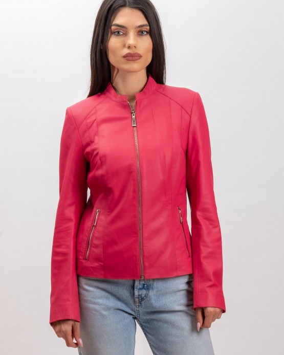 5284  Woman's Leather  Jacket Fuschia