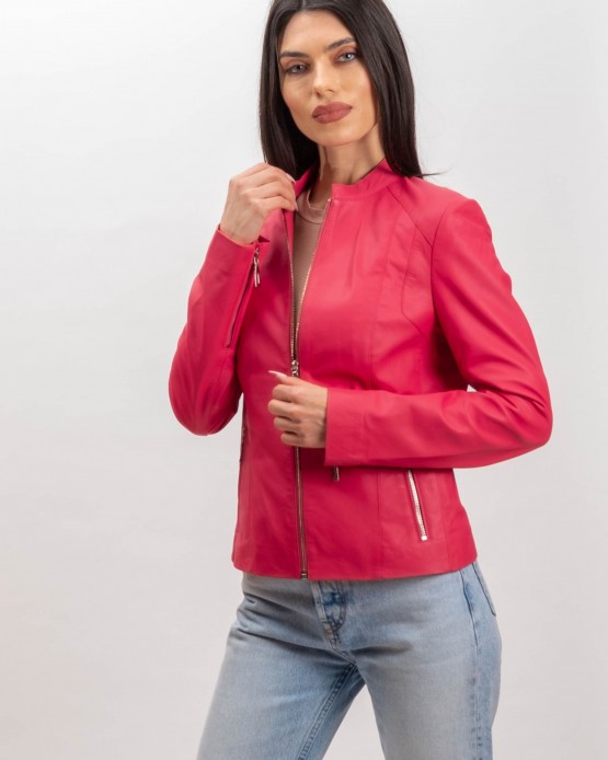 5284  Woman's Leather  Jacket Fuschia