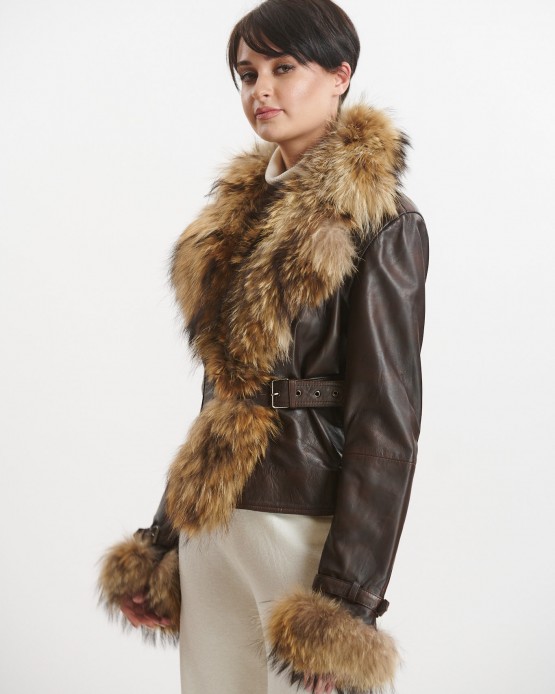 W-MOLLY Womens Leather  Jacket Brown