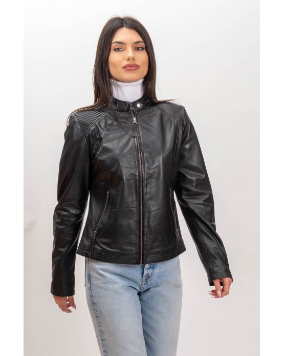 W-MP001 Womens Leather  Jacket Black