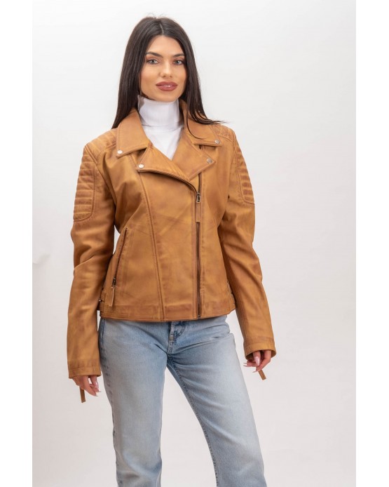 W-MP004 Womens Leather  Jacket Camel