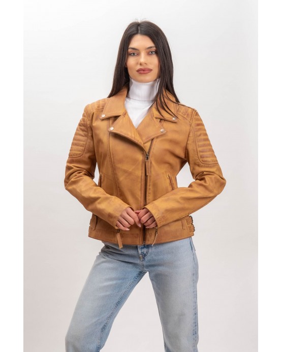 W-MP004 Womens Leather  Jacket Camel