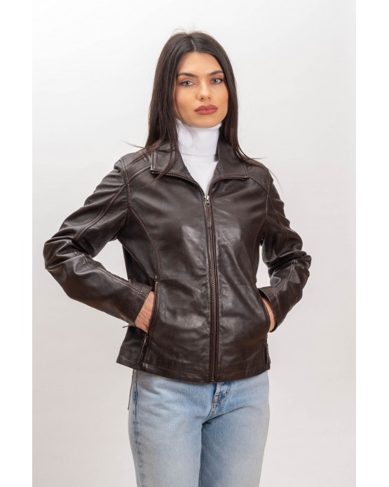 W-MP007 Womens Leather  Jacket BROWN
