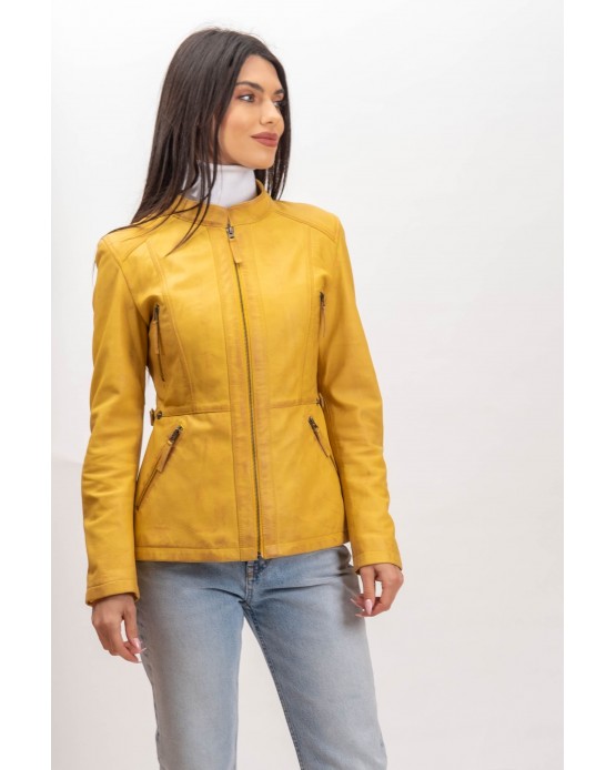W-MP009 Womens Leather  Jacket YELLOW