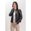 W-MP032 Womens Leather  Jacket BLACK