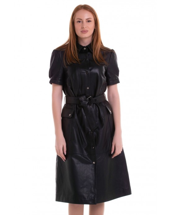 Dress-1 Γυναικείο Δερμάτινο Φόρεμα Μαύρο
