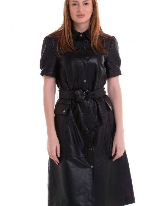 Dress-1 Γυναικείο Δερμάτινο Φόρεμα Μαύρο