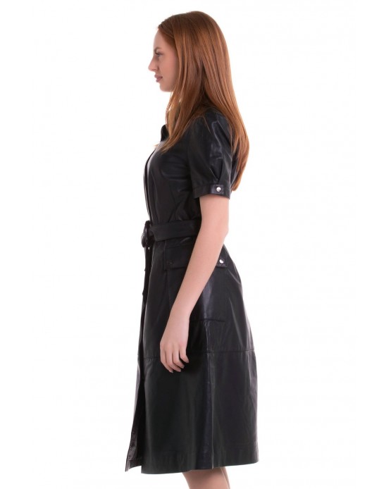 Dress-1 Γυναικείο Δερμάτινο Φόρεμα Μαύρο