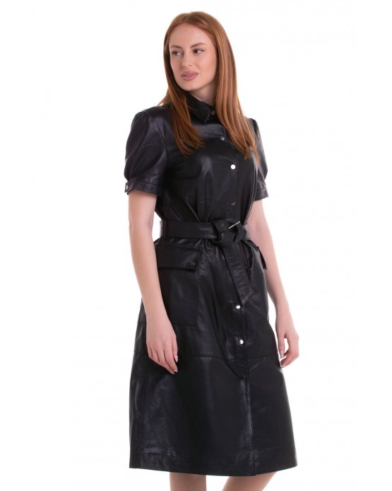 Dress-1 Γυναικείο Δερμάτινο Φόρεμα Μαύρο