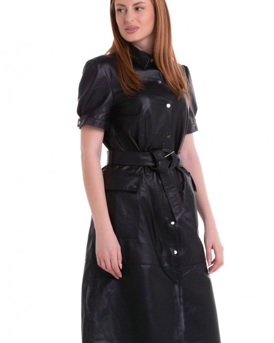 Dress-1 Γυναικείο Δερμάτινο Φόρεμα Μαύρο