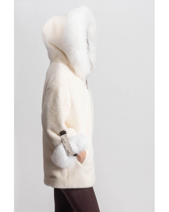 2023 ΓΥΝΑΙΚΕΙΑ ΖΑΚΕΤΑ ΜΑΛΛΙ ΚΑΙ ΓΟΥΝΑ OFF WHITE 