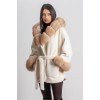 2024  WOMEN'S WOOL AND FUR COAT OFF WHITE 