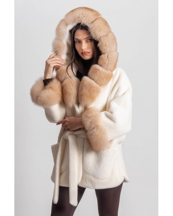 2024  ΓΥΝΑΙΚΕΙΑ ΖΑΚΕΤΑ ΜΑΛΛΙ ΚΑΙ ΓΟΥΝΑ OFF WHITE 