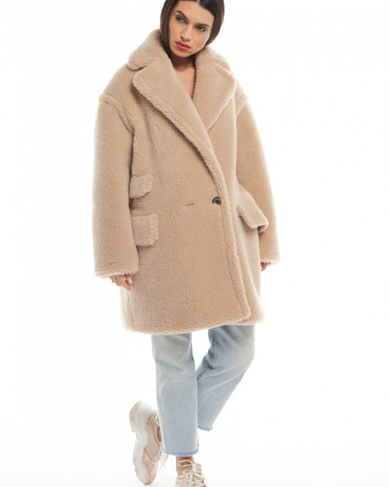Teddy 1 Womens Faux Fur Coat Beige