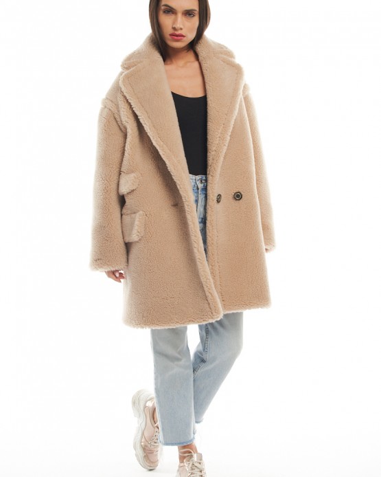 Teddy 1 Womens Faux Fur Coat Beige