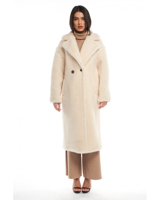 Teddy 2 Γυναικείο Συνθετικό Παλτό Off White