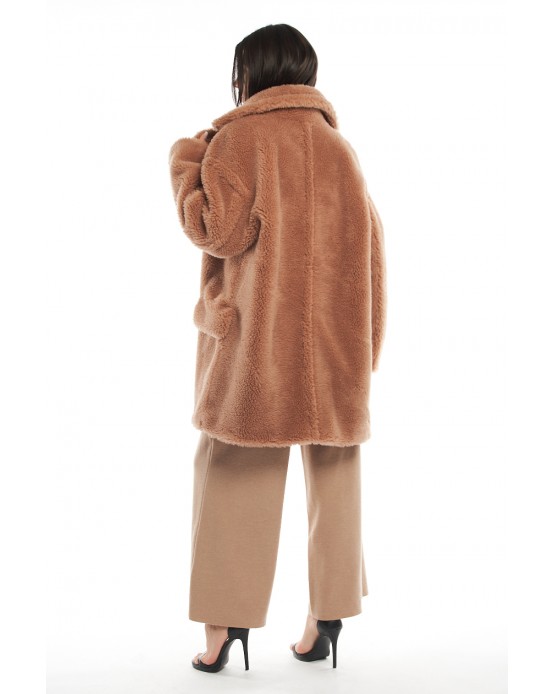 Teddy 1 Γυναικείο Συνθετικό Παλτό Camel