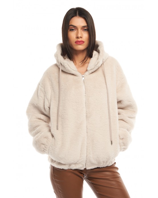 NF-X9 Womens'  Faux Fur Bomber Ivory